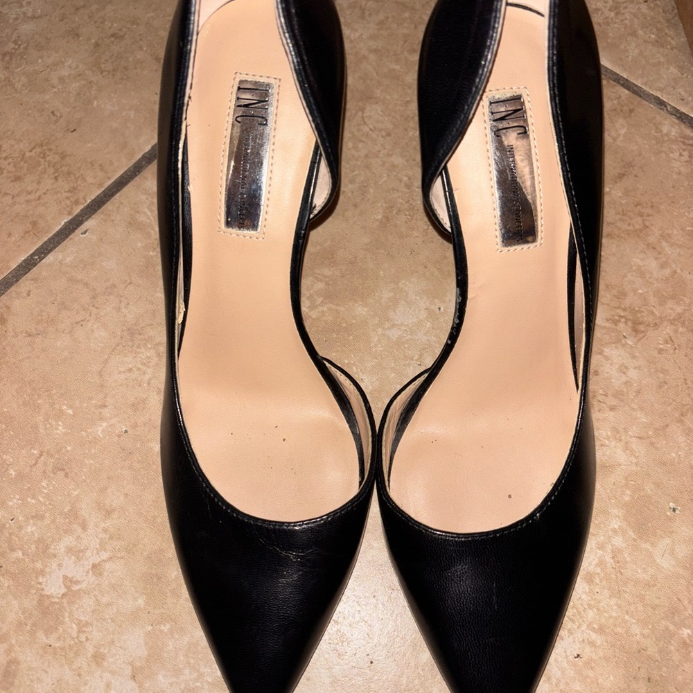 INC International Concepts Black Leather Heels